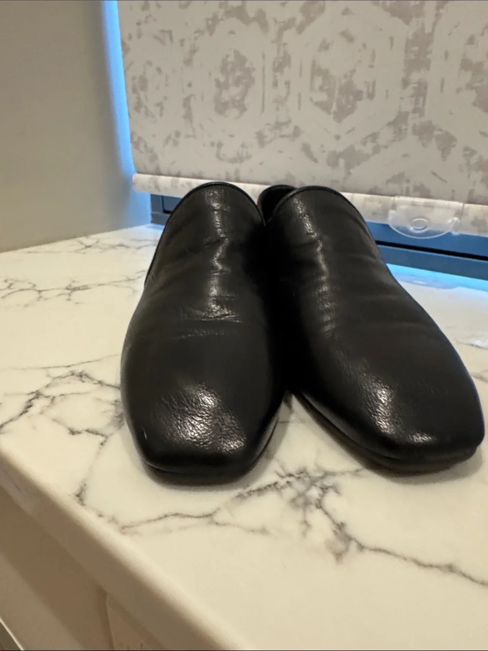 Aquatalia Black Leather Slip-On Loafers